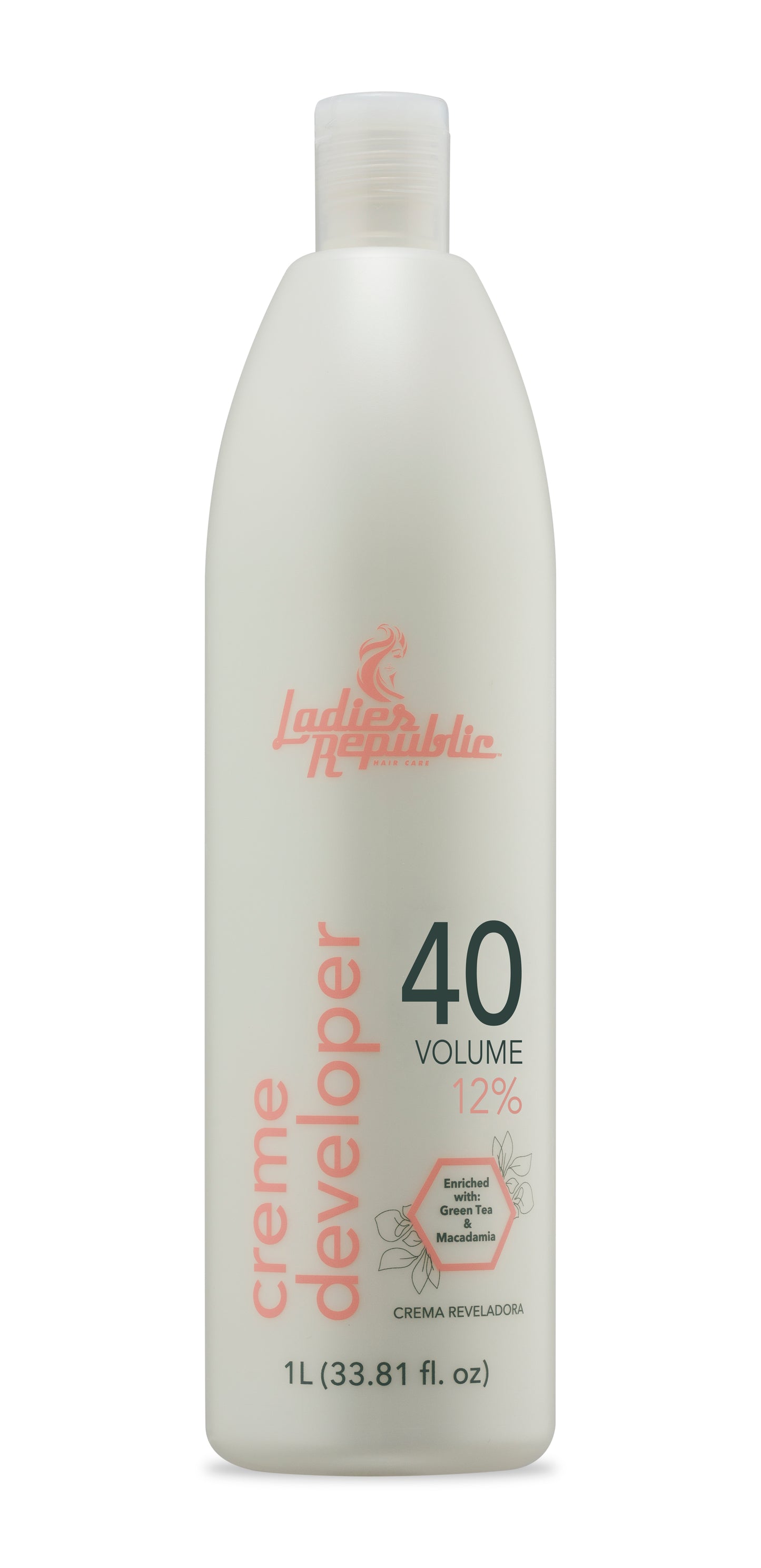 Ladies Republic Hair Care – 34 fl oz Creme Developer – Professional Hair Treatment for Coloring, Highlighting, or Bleaching – Enriched with Green tea and Macadamia Oil